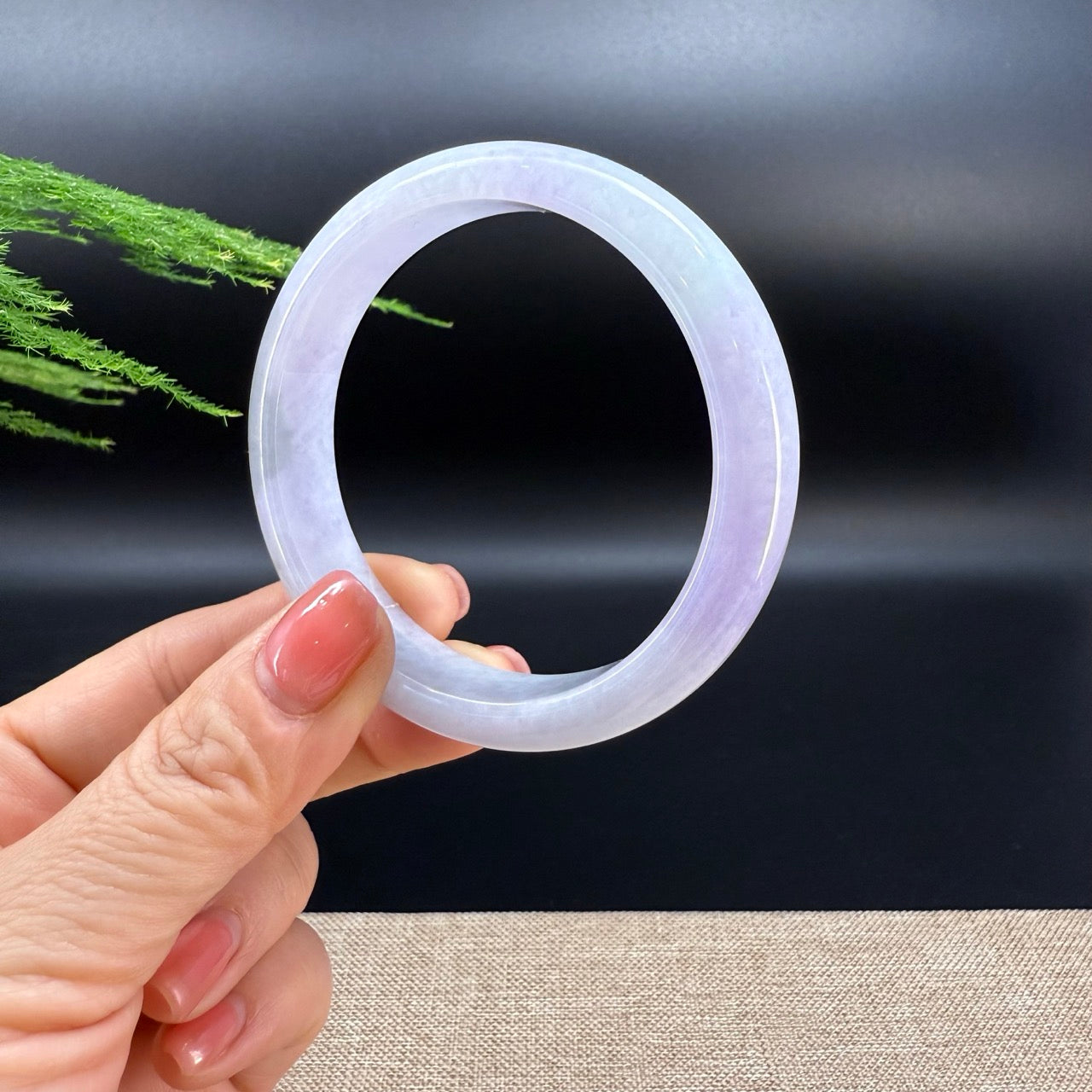 Genuine Burmese Lavender Green Jade Jadeite Bangle Bracelet ( 58.2mm )