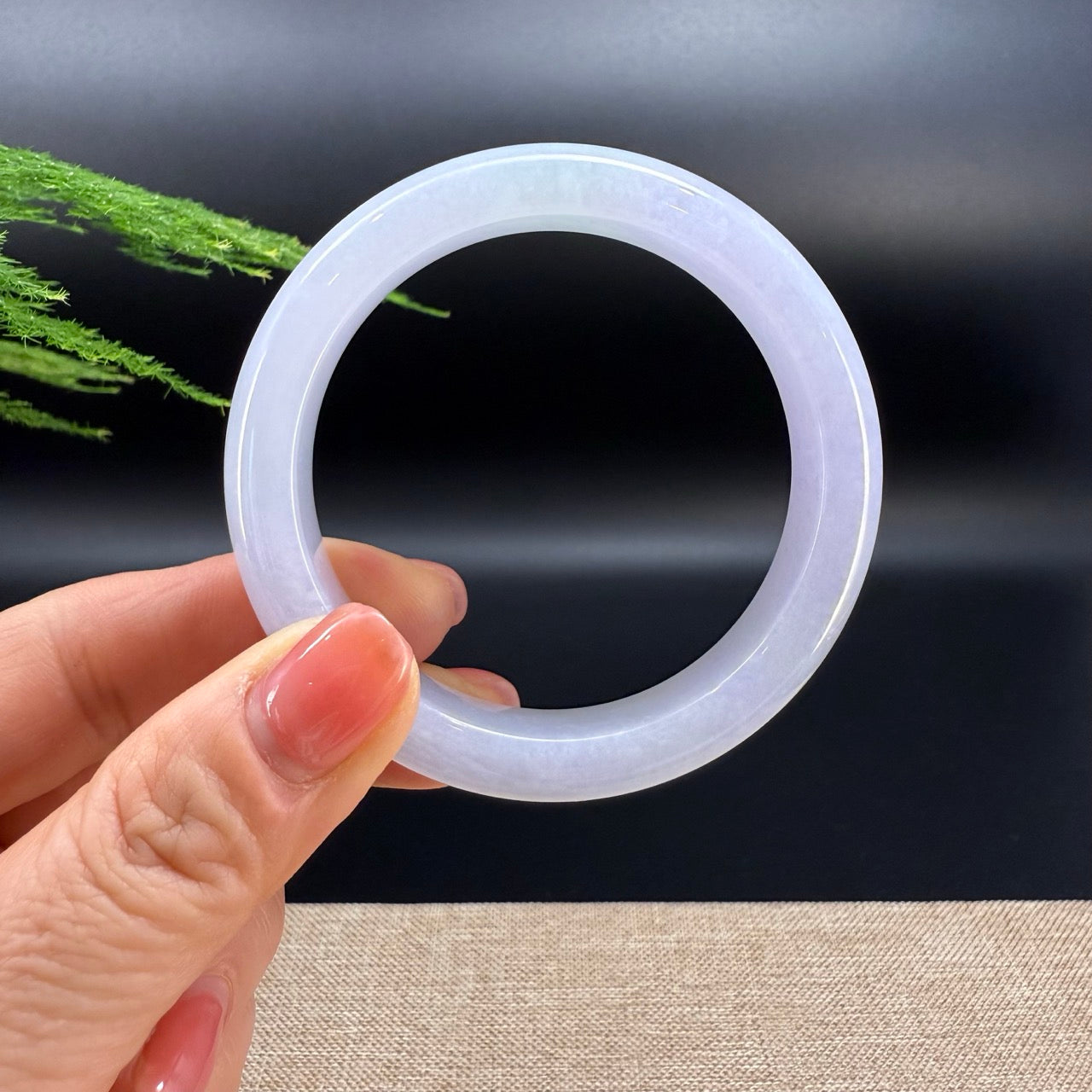 Genuine Burmese Lavender Green Jade Jadeite Bangle Bracelet ( 54.3mm )