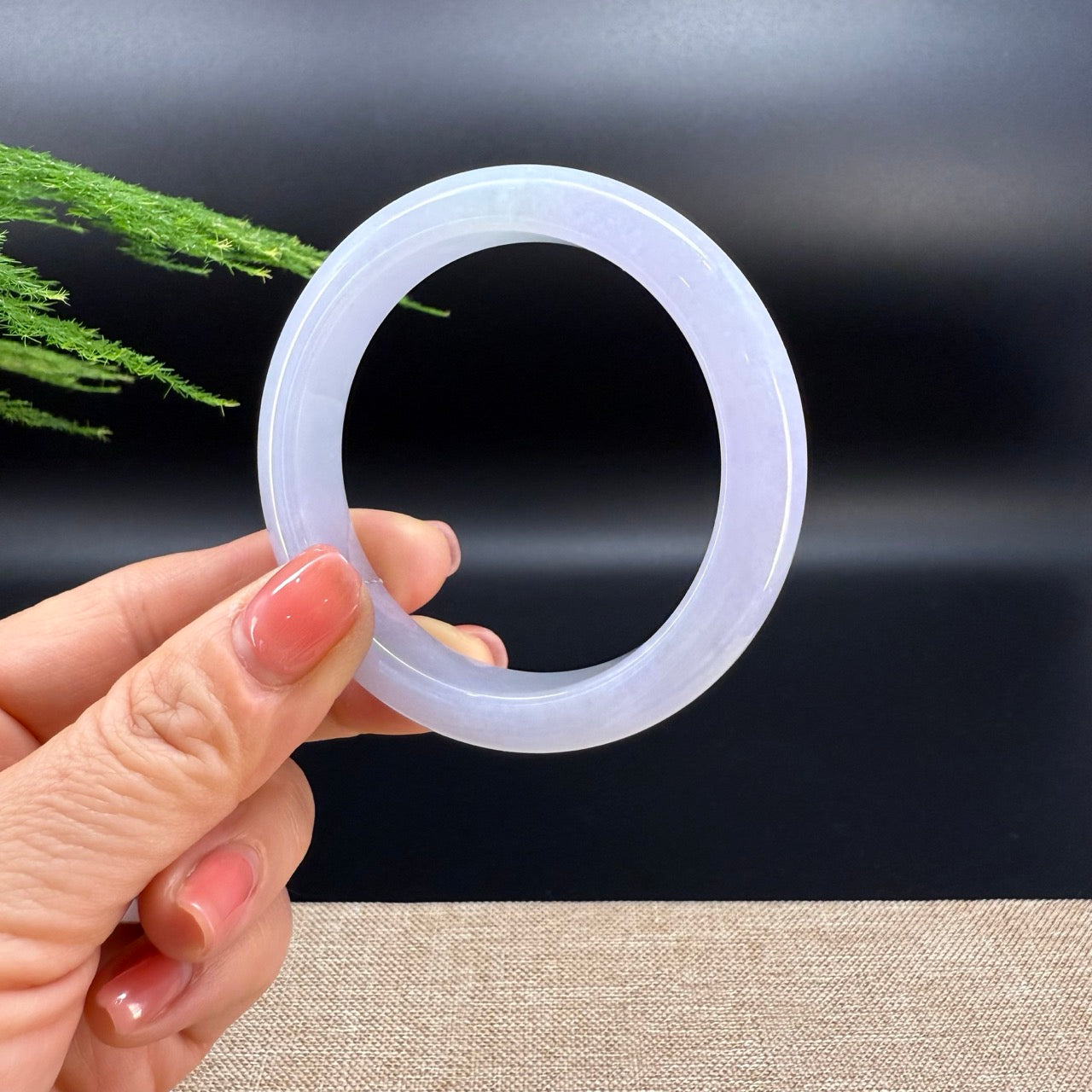 Genuine Burmese Lavender Green Jade Jadeite Bangle Bracelet ( 54.3mm )