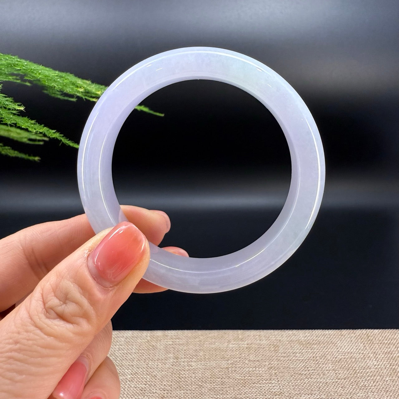 Genuine Burmese Lavender Green Jade Jadeite Bangle Bracelet ( 54.3mm )