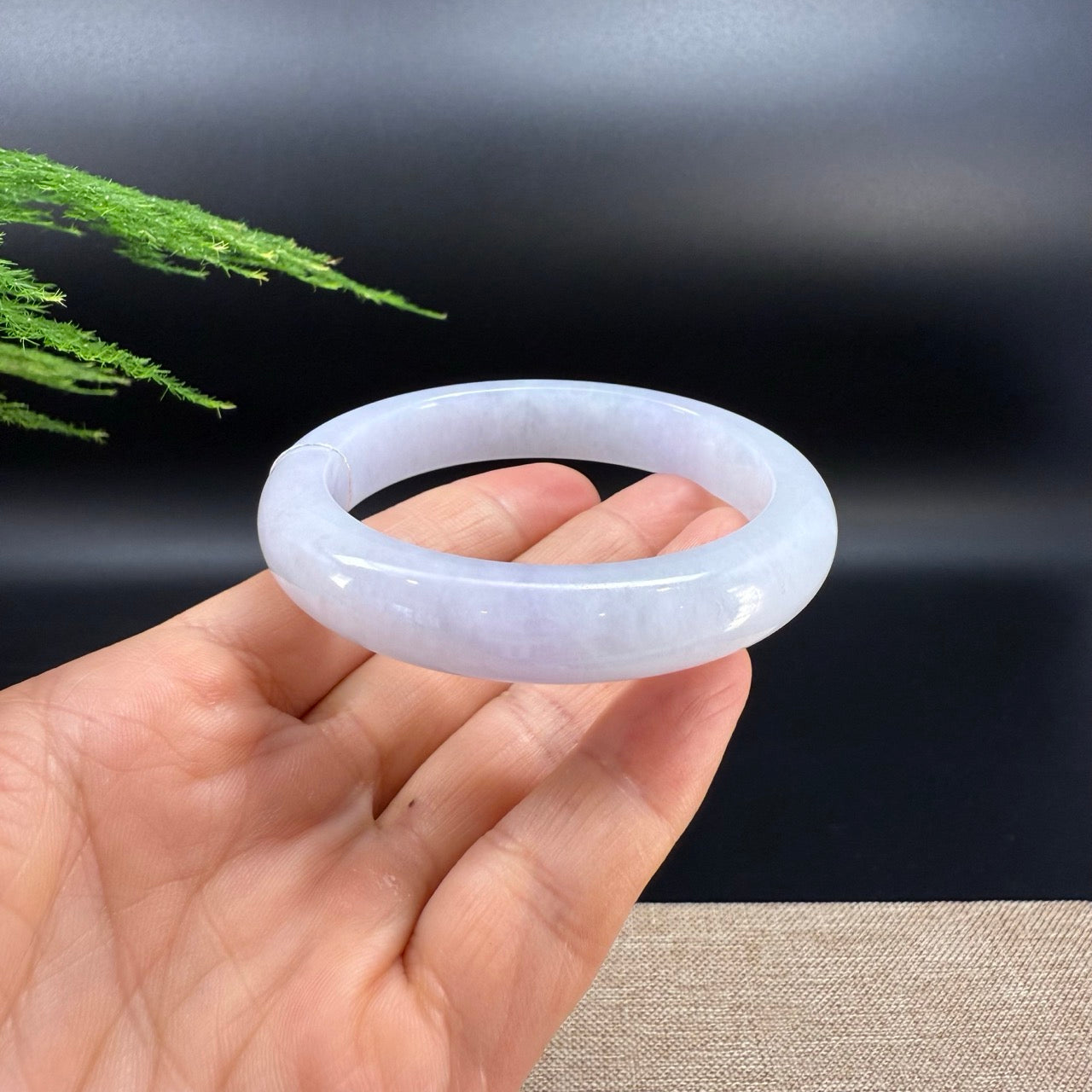 Genuine Burmese Lavender Green Jade Jadeite Bangle Bracelet ( 57.2mm )