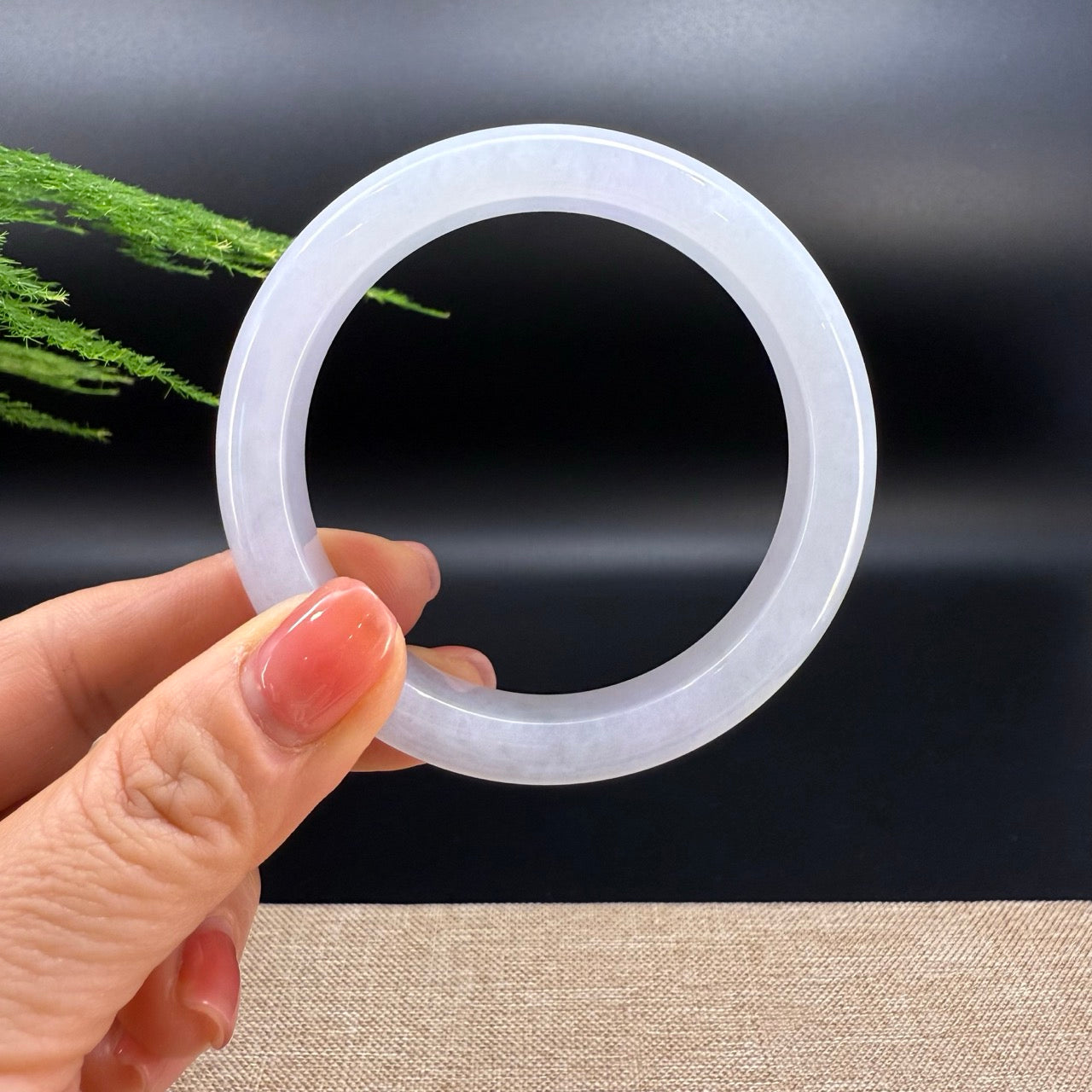 Genuine Burmese Lavender Green Jade Jadeite Bangle Bracelet ( 57.2mm )