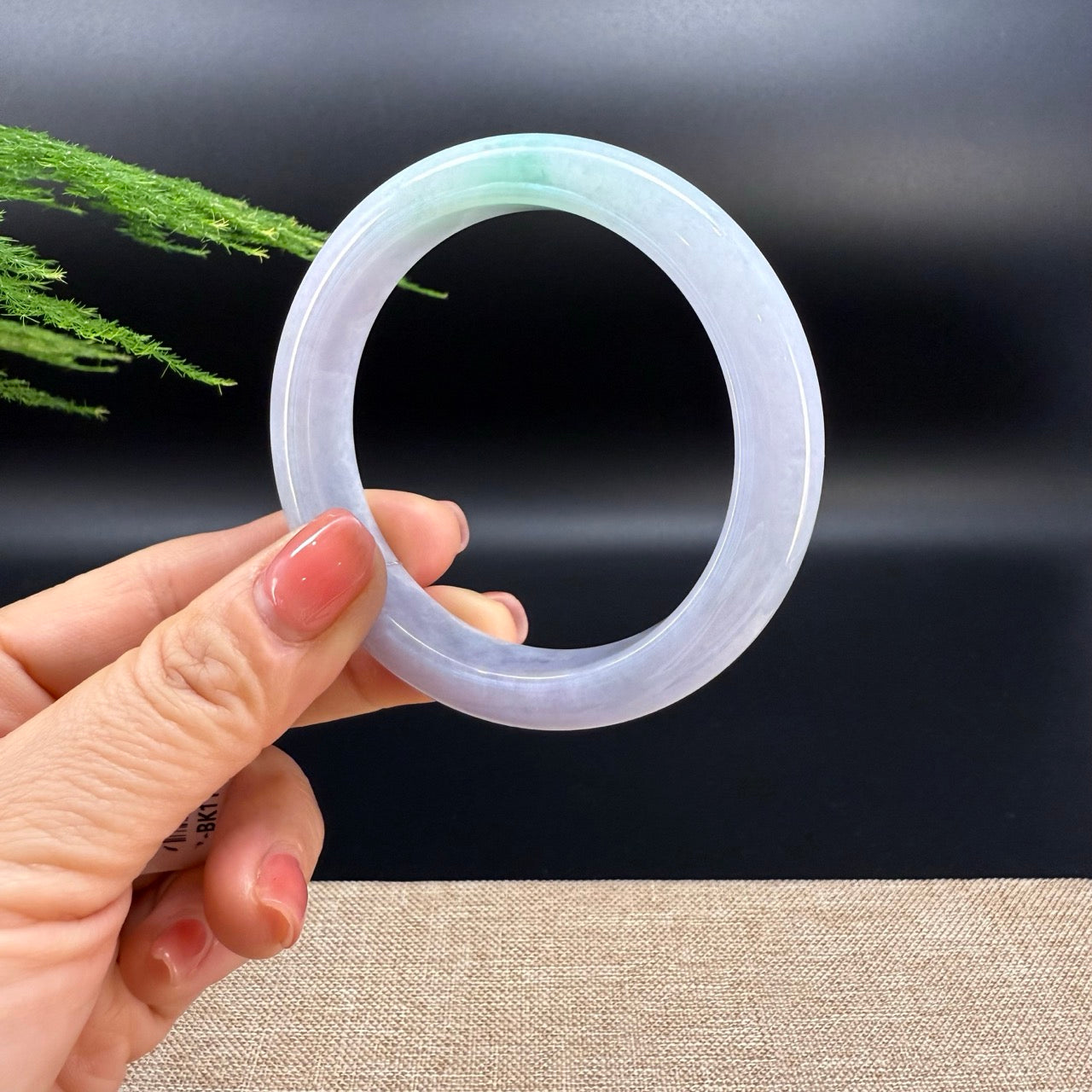 Genuine Burmese Lavender Green Jade Jadeite Bangle Bracelet ( 57.5mm )