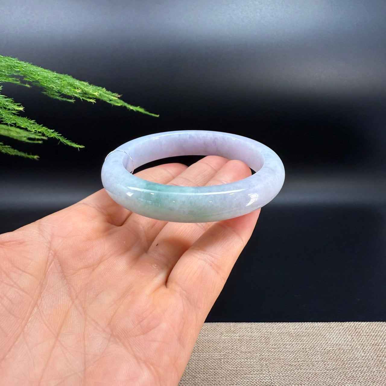 Genuine Burmese Lavender Green Jade Jadeite Bangle Bracelet ( 57.5mm )