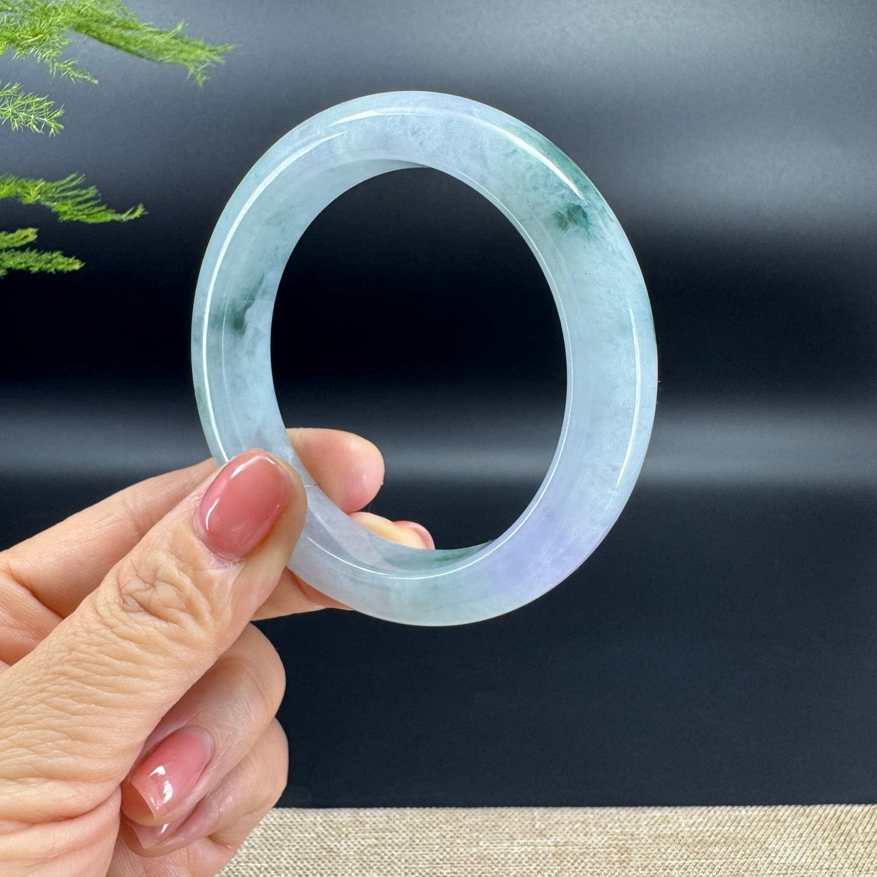 Genuine Burmese Blue Green Jade Jadeite Bangle Bracelet ( 56.2mm )