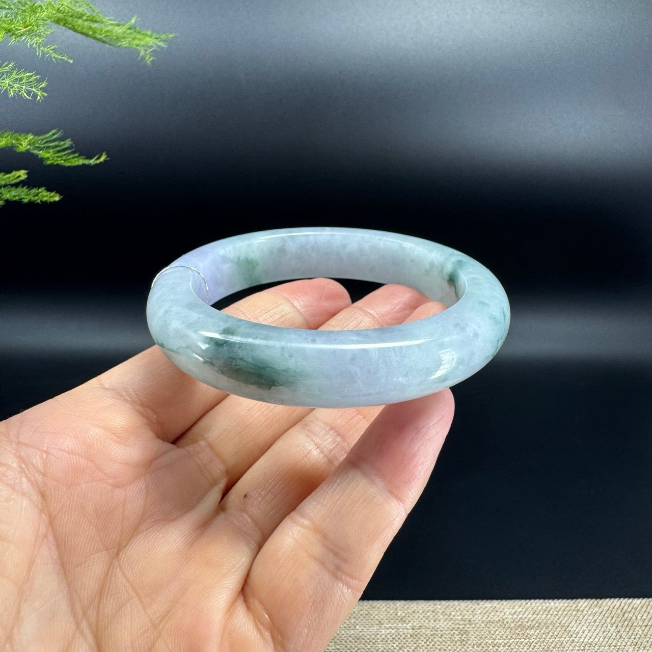 Genuine Burmese Blue Green Jade Jadeite Bangle Bracelet ( 56.2mm )