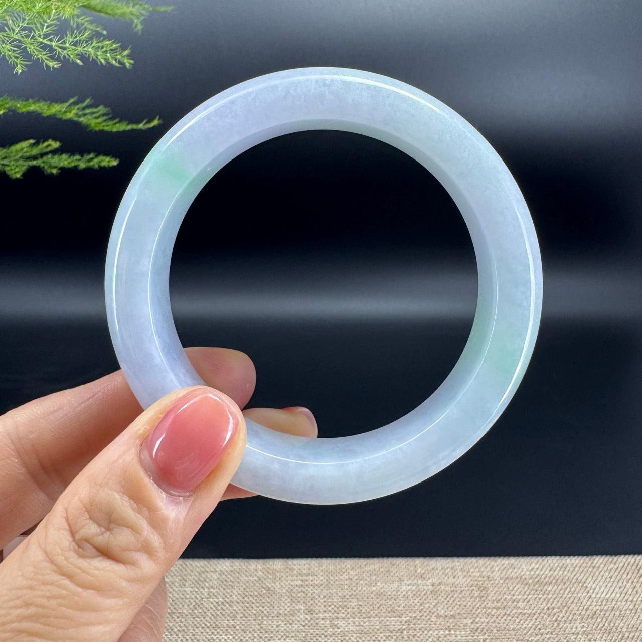 Genuine Burmese Lavender Green Jade Jadeite Bangle Bracelet ( 56.8mm )