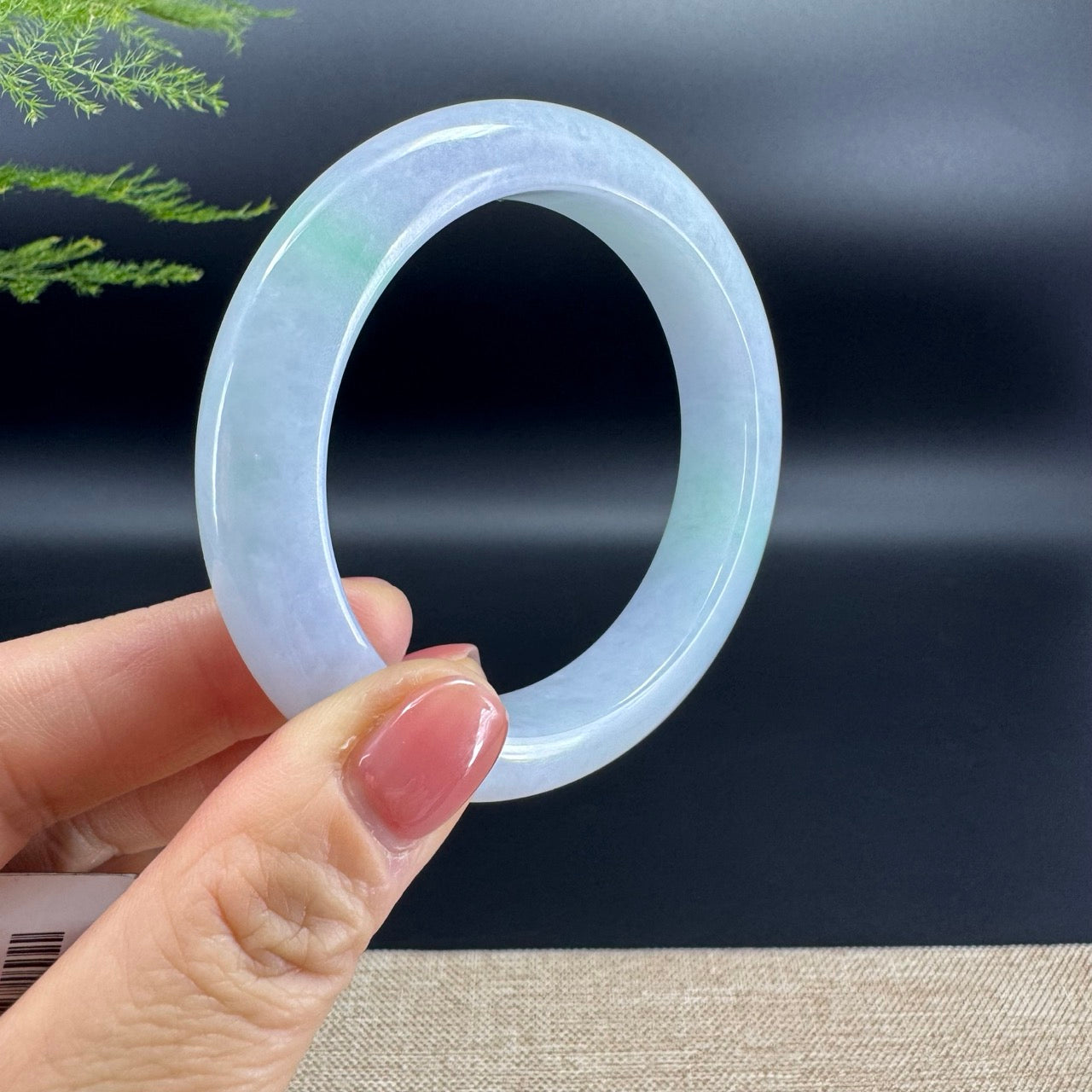 Genuine Burmese Lavender Green Jade Jadeite Bangle Bracelet ( 56.8mm )