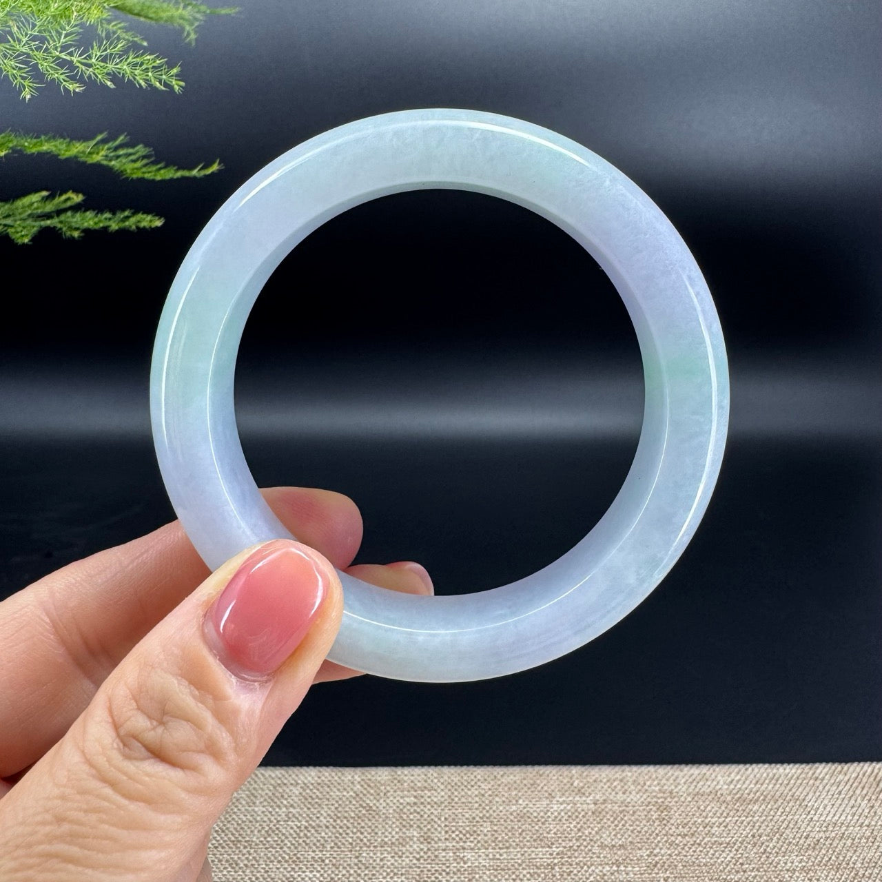 Genuine Burmese Lavender Green Jade Jadeite Bangle Bracelet ( 56.8mm )