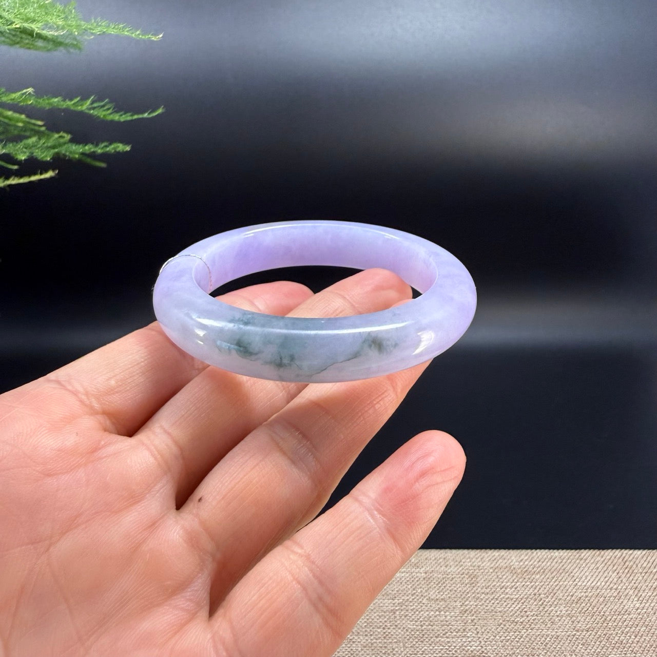 Genuine Burmese Icy Lavender Green Jade Jadeite Bangle Bracelet (51mm)