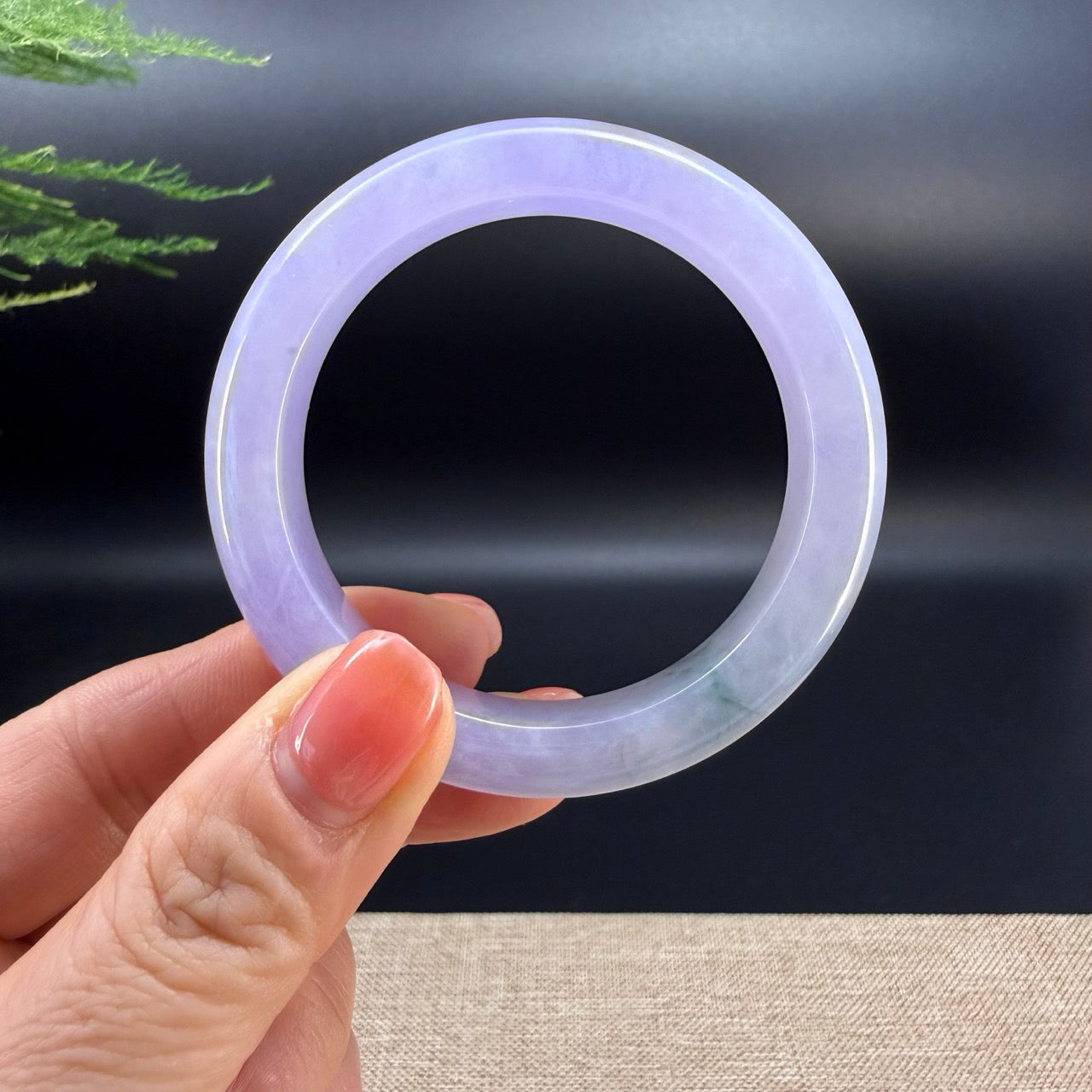 Genuine Burmese Icy Lavender Green Jade Jadeite Bangle Bracelet (51mm)