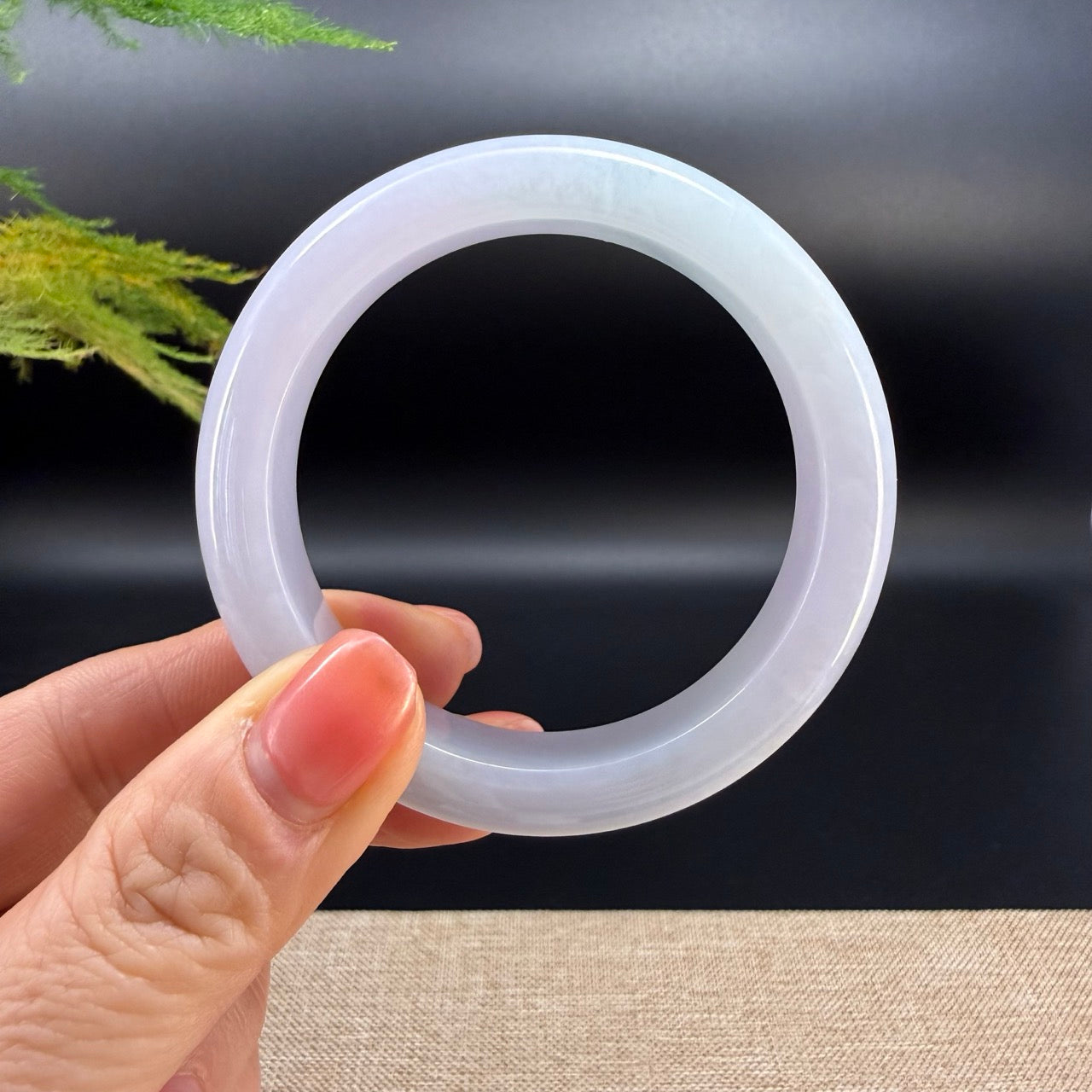 Genuine Burmese Lavender Green Jade Jadeite Bangle Bracelet ( 53.4mm )