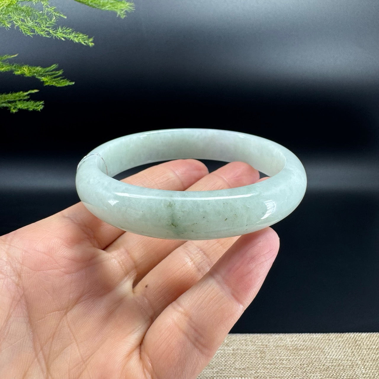 Genuine Burmese Green Jadeite Jade Bangle Bracelet (66.5mm)