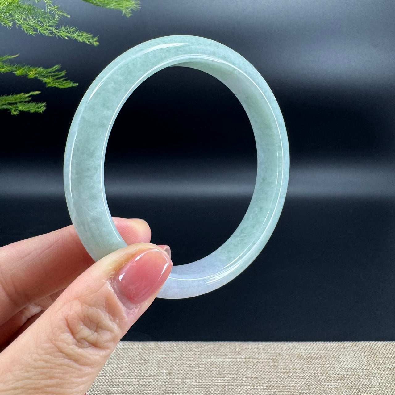 Genuine Burmese Lavender Green Jadeite Jade Bangle Bracelet (65.9mm)