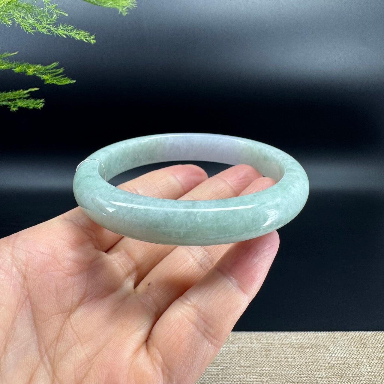 Genuine Burmese Lavender Green Jadeite Jade Bangle Bracelet (65.9mm)