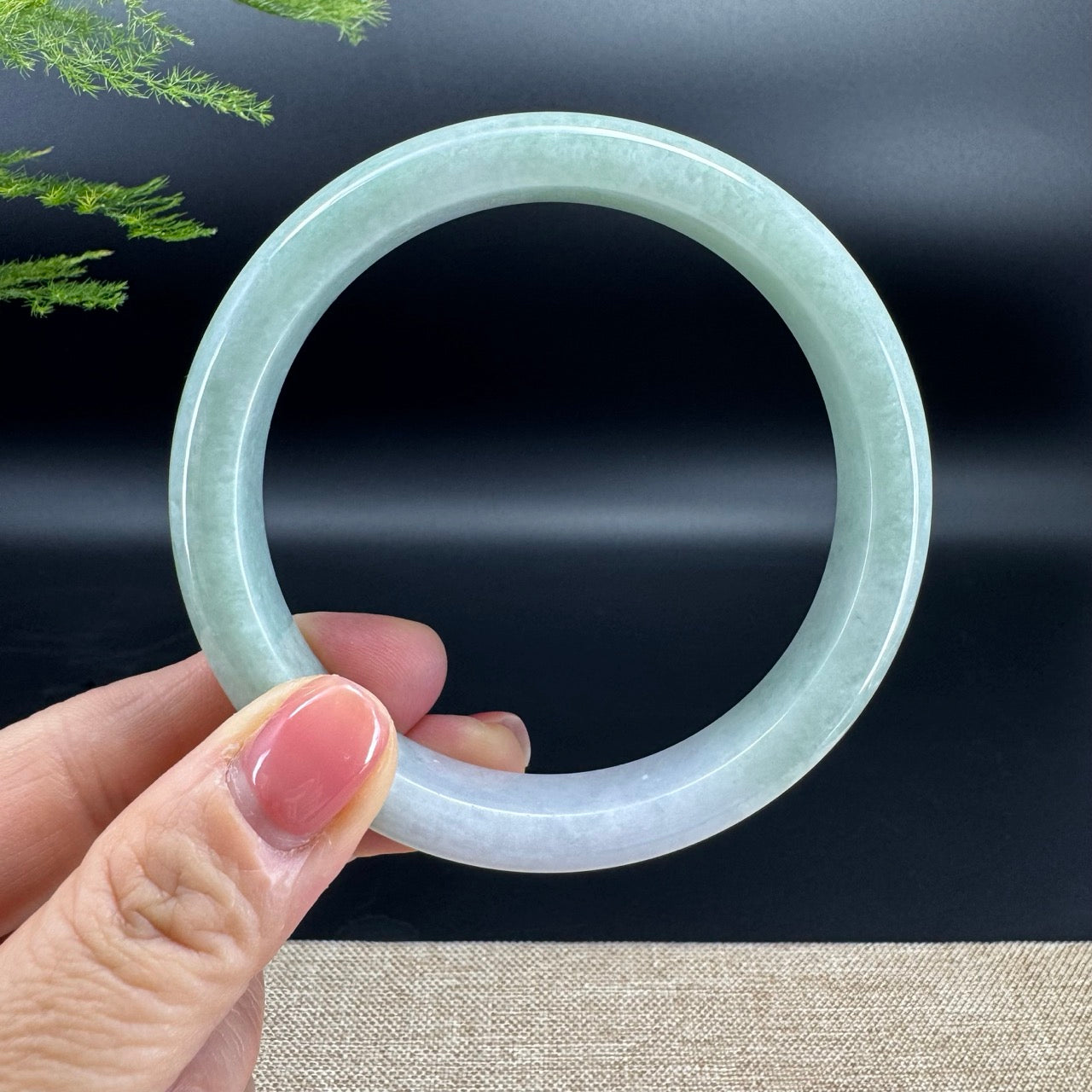 Genuine Burmese Lavender Green Jadeite Jade Bangle Bracelet (65.9mm)