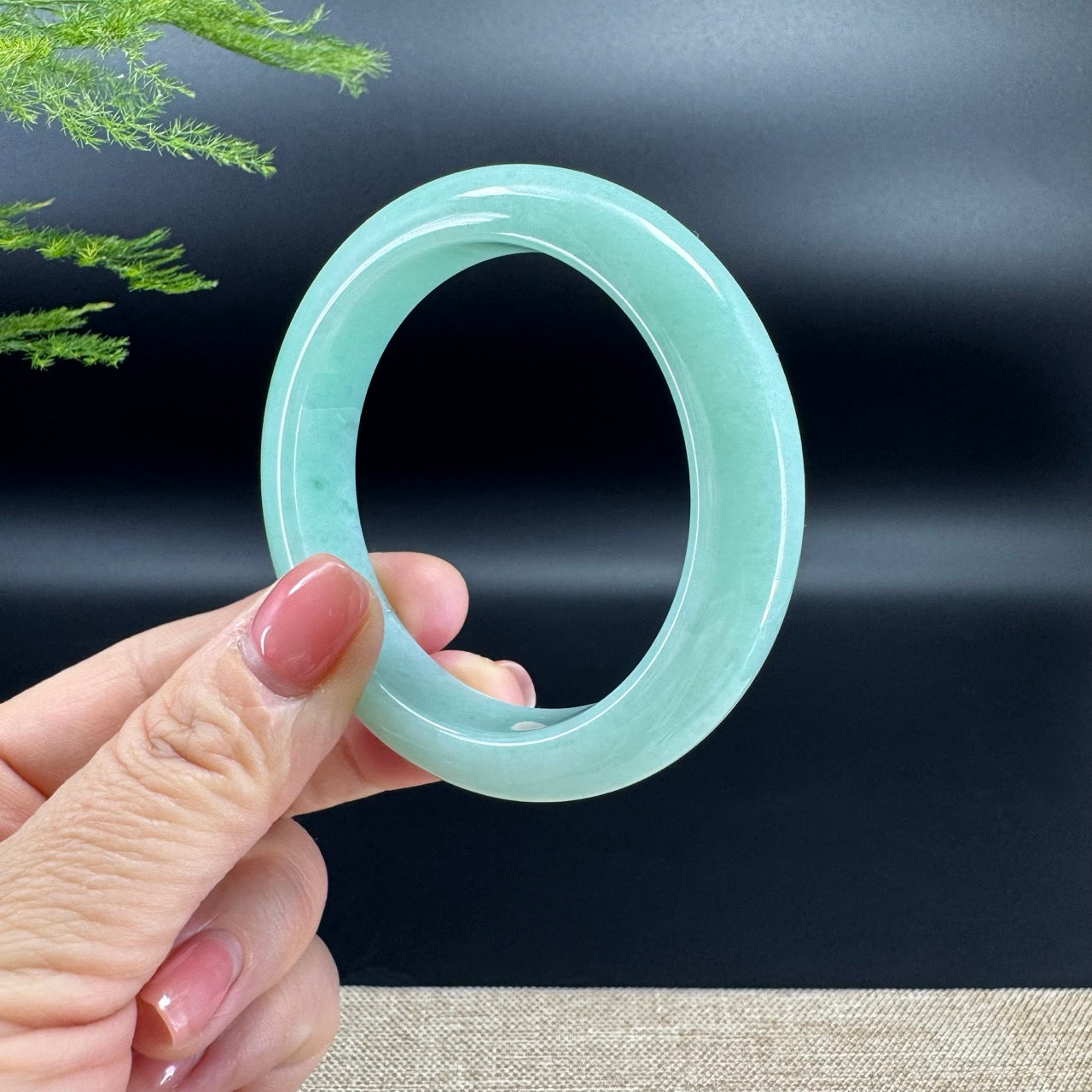 Genuine Burmese Green Jade Jadeite Bangle Bracelet ( 53.6mm )