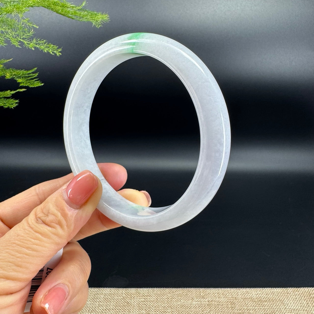 Genuine Burmese White Green Jadeite Jade Bangle Bracelet (64.8mm)