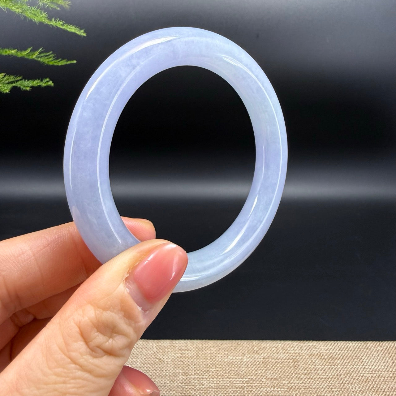 Genuine Burmese Deep Lavender Jadeite Jade Bangle Bracelet (55.9mm)