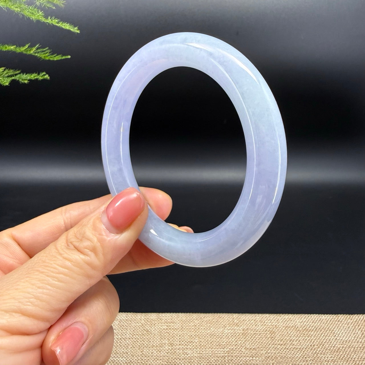 Genuine Burmese Deep Lavender Jadeite Jade Bangle Bracelet (55.9mm)