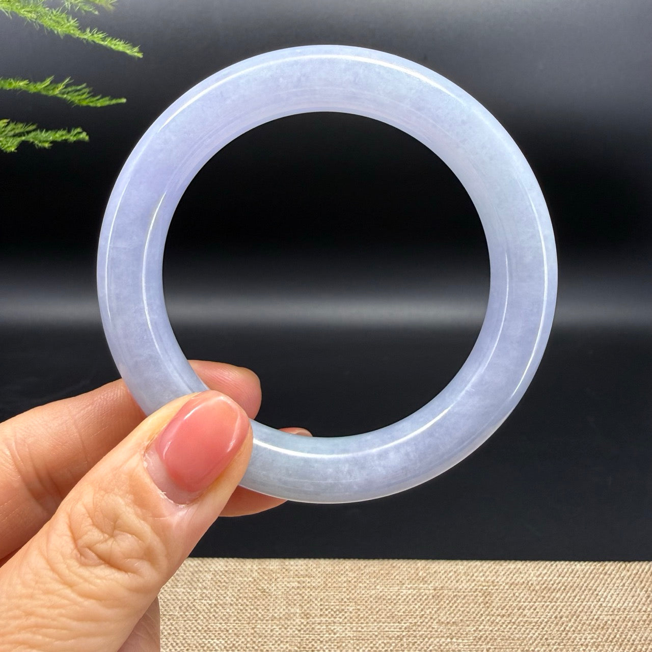 Genuine Burmese Deep Lavender Jadeite Jade Bangle Bracelet (55.9mm)