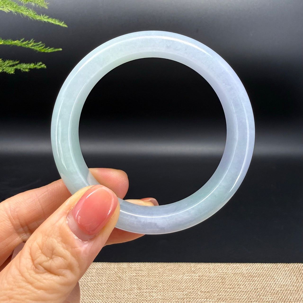 Genuine Burmese Lavender Green Jadeite Jade Bangle Bracelet (55.2mm)