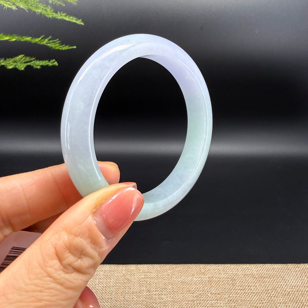 Genuine Burmese Lavender Green Jadeite Jade Bangle Bracelet (54.1mm)