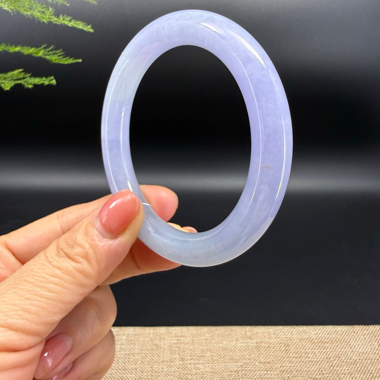 Genuine Burmese Deep Lavender Jadeite Jade Bangle Bracelet (57.7mm)
