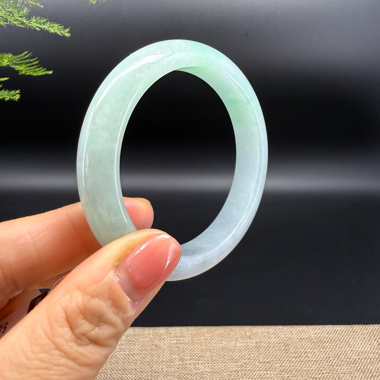 Genuine Burmese Lavender Green Jadeite Jade Bangle Bracelet (54.5mm)