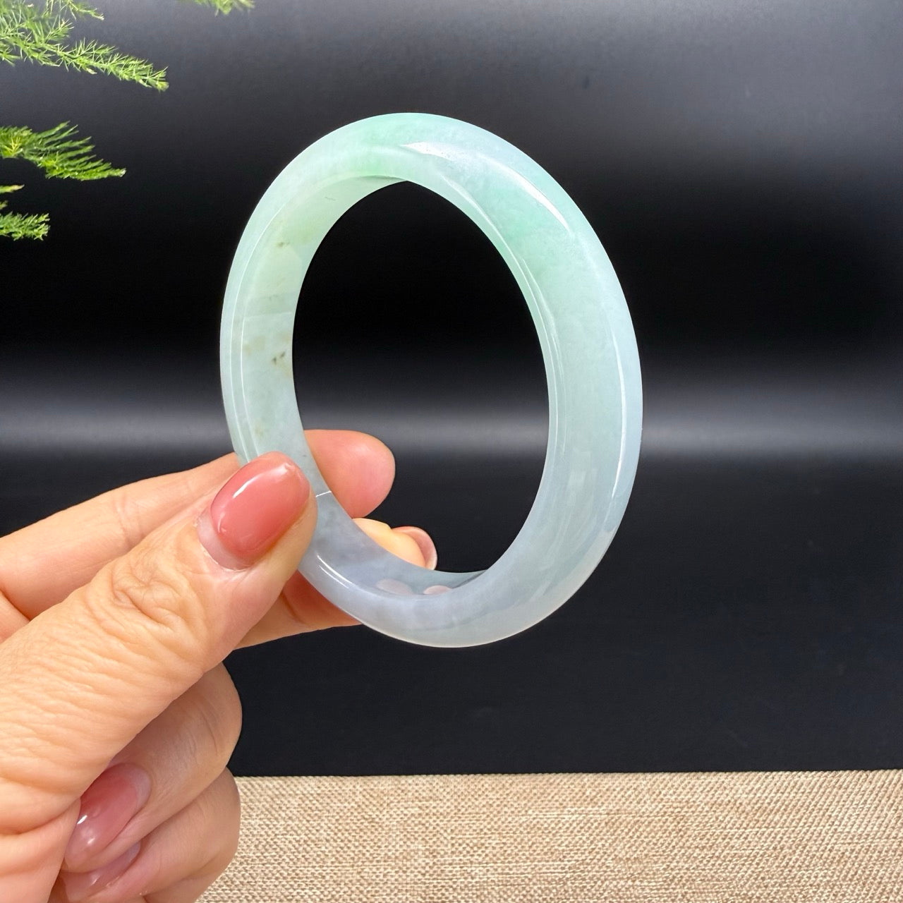 Genuine Burmese Lavender Green Jadeite Jade Bangle Bracelet (54.5mm)