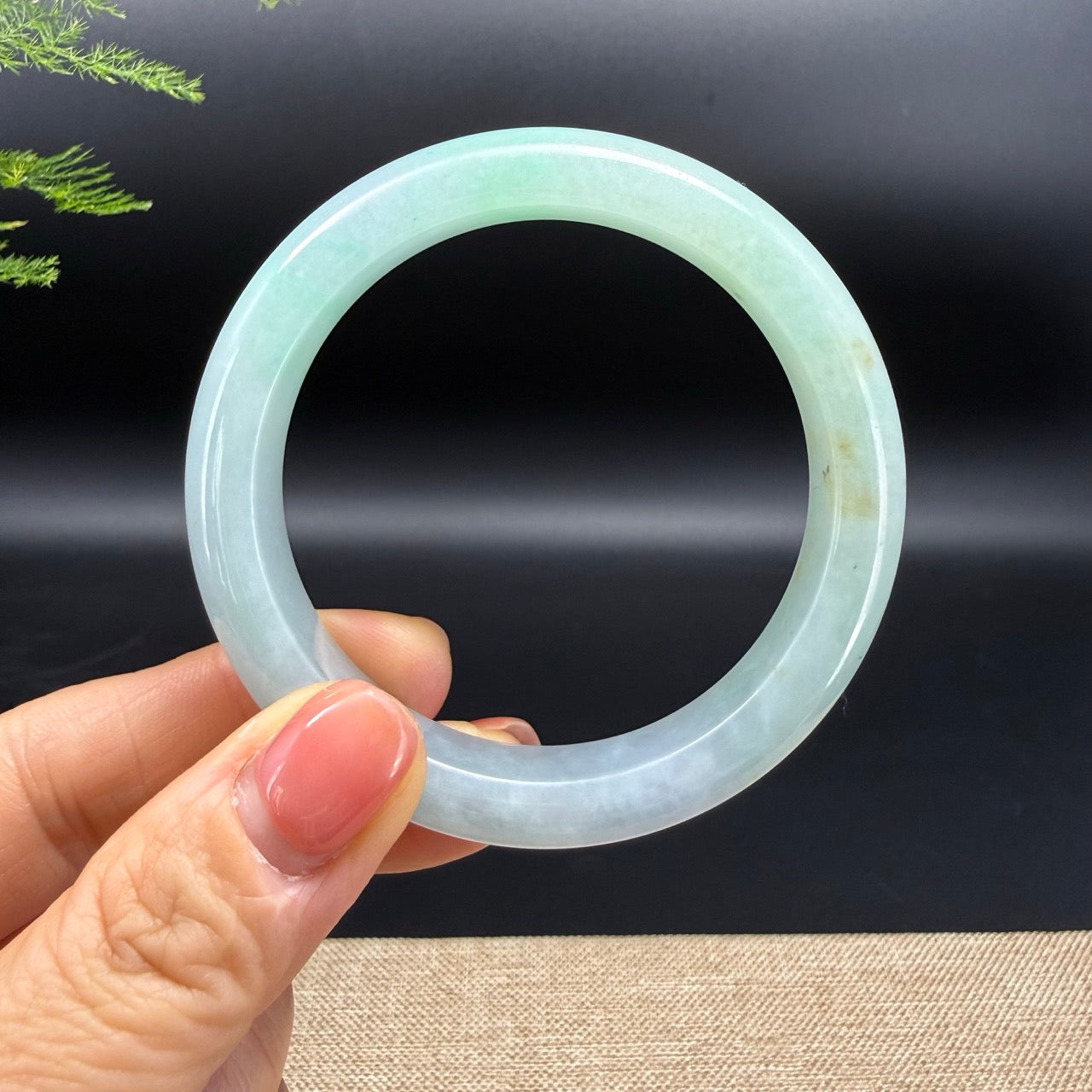 Genuine Burmese Lavender Green Jadeite Jade Bangle Bracelet (54.5mm)