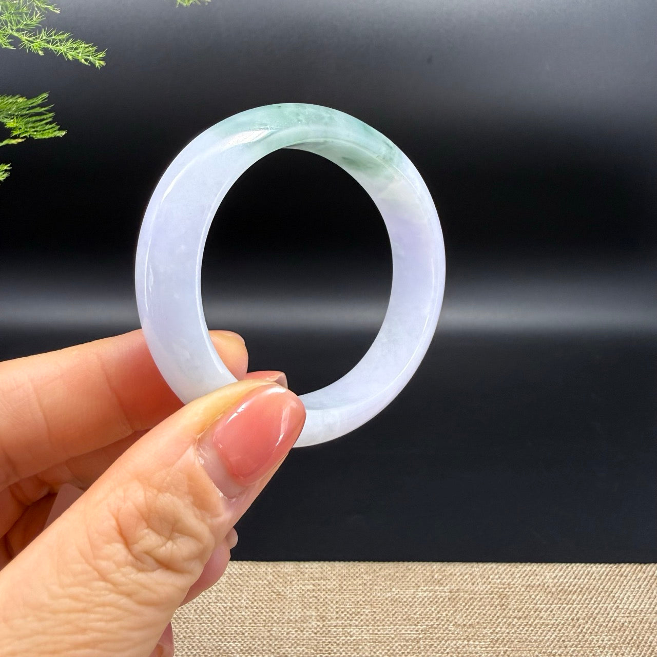 Genuine Burmese Strawberry Matcha Jadeite Jade Bangle Bracelet ( 54.2*45.9mm )