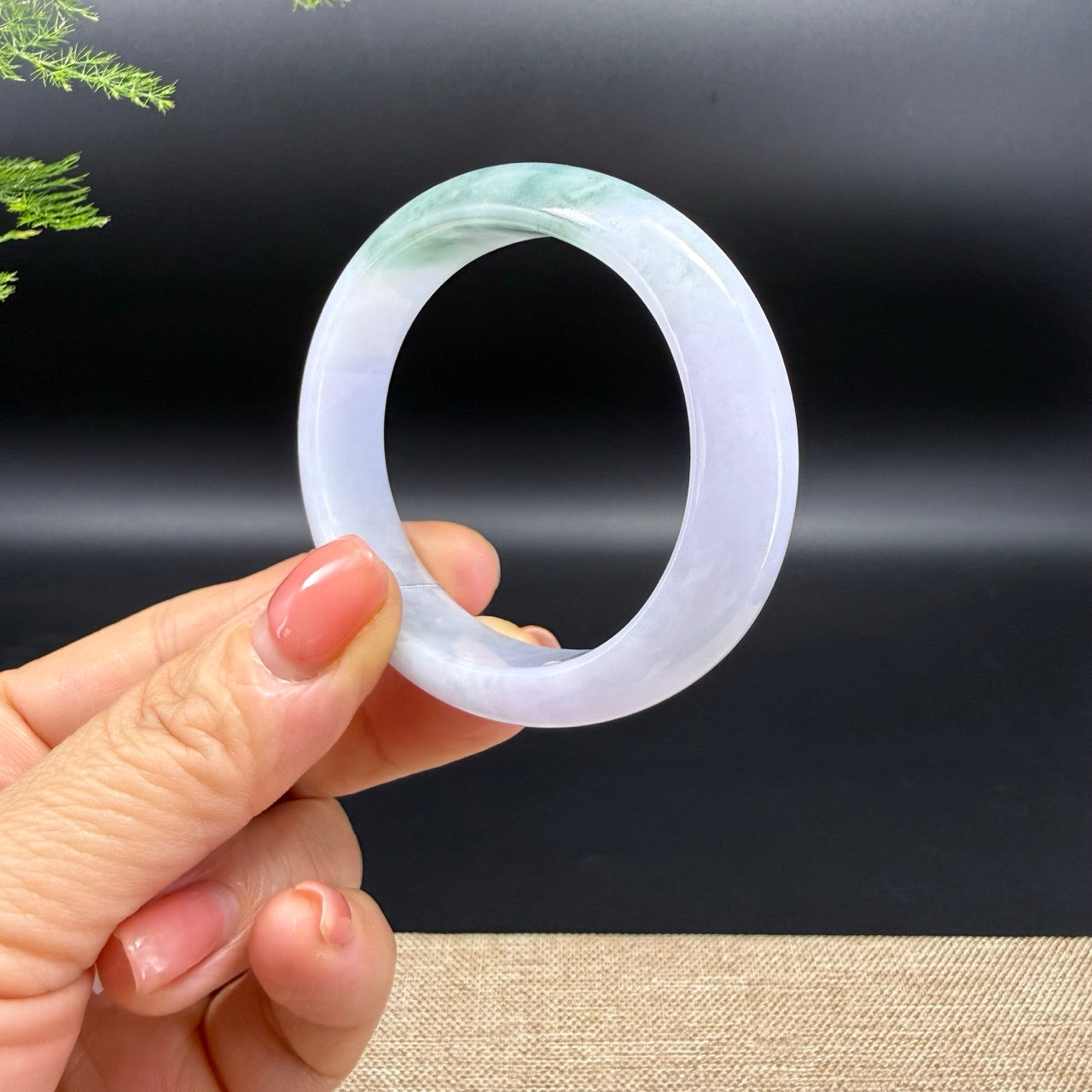 Genuine Burmese Strawberry Matcha Jadeite Jade Bangle Bracelet ( 54.2*45.9mm )