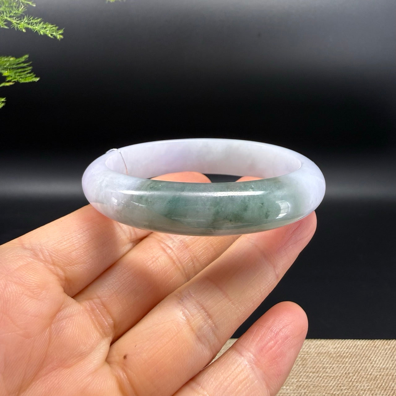 Genuine Burmese Strawberry Matcha Jadeite Jade Bangle Bracelet ( 54.2*45.9mm )