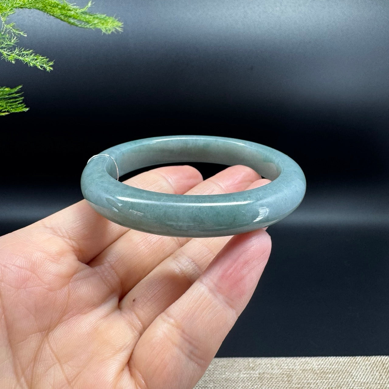 Genuine Burmese Green Jadeite Jade Bangle Bracelet (57.7mm)