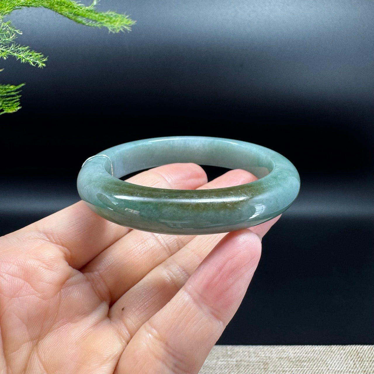 Genuine Burmese Green Jadeite Jade Bangle Bracelet (54.2mm)