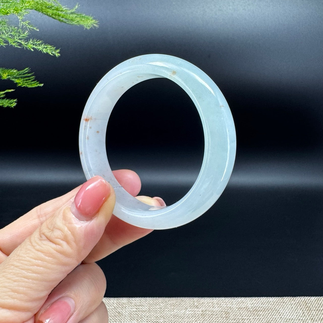 Genuine Burmese Icy Green Jadeite Jade Bangle Bracelet ( 53.8*48mm )