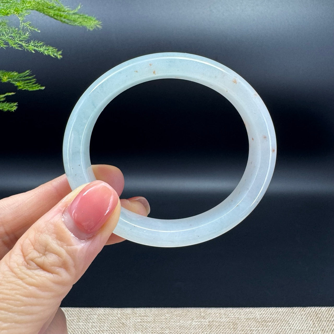 Genuine Burmese Icy Green Jadeite Jade Bangle Bracelet ( 53.8*48mm )