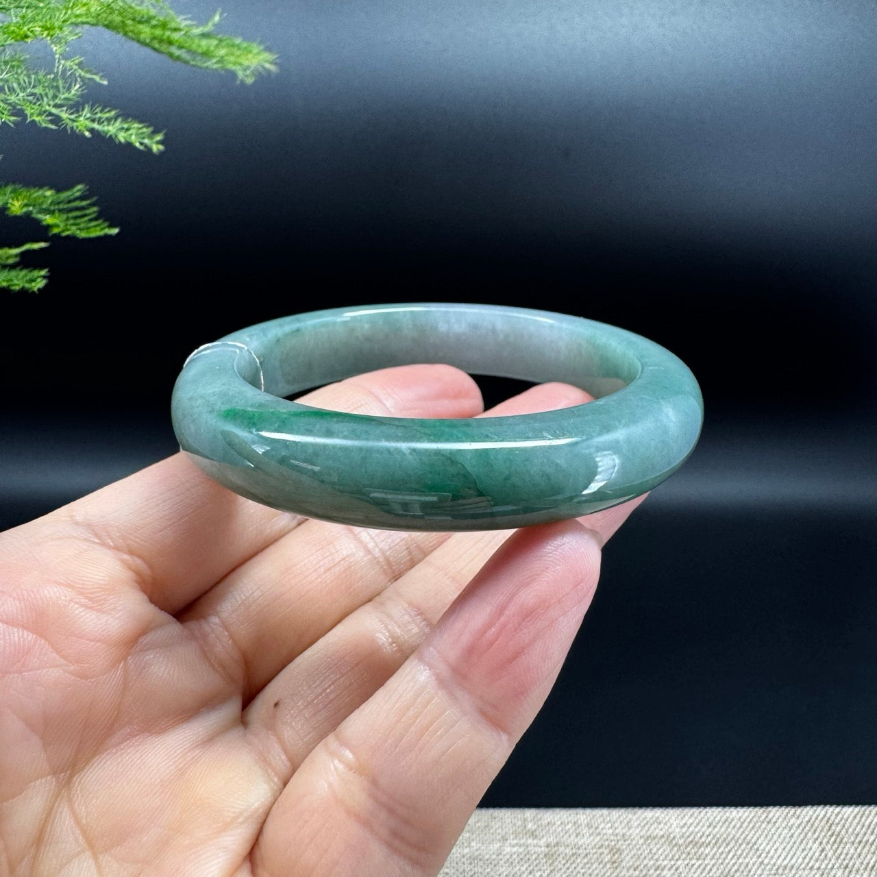 Genuine Burmese Green Jadeite Jade Bangle Bracelet (54.3mm)