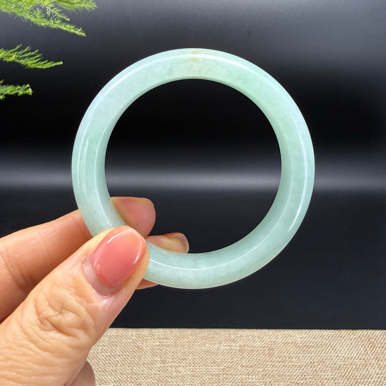 Genuine Burmese Green Jadeite Jade Bangle Bracelet (51.7mm)