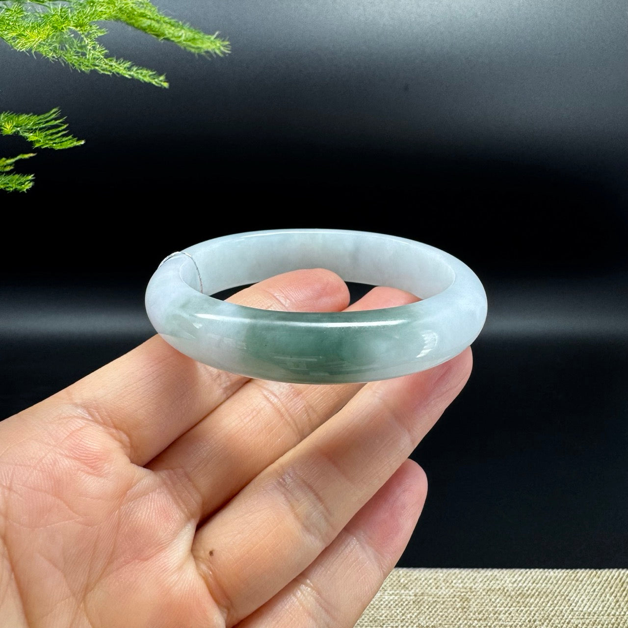 Genuine Burmese Matcha Green Jadeite Jade Bangle Bracelet ( 53.5*46.5mm )