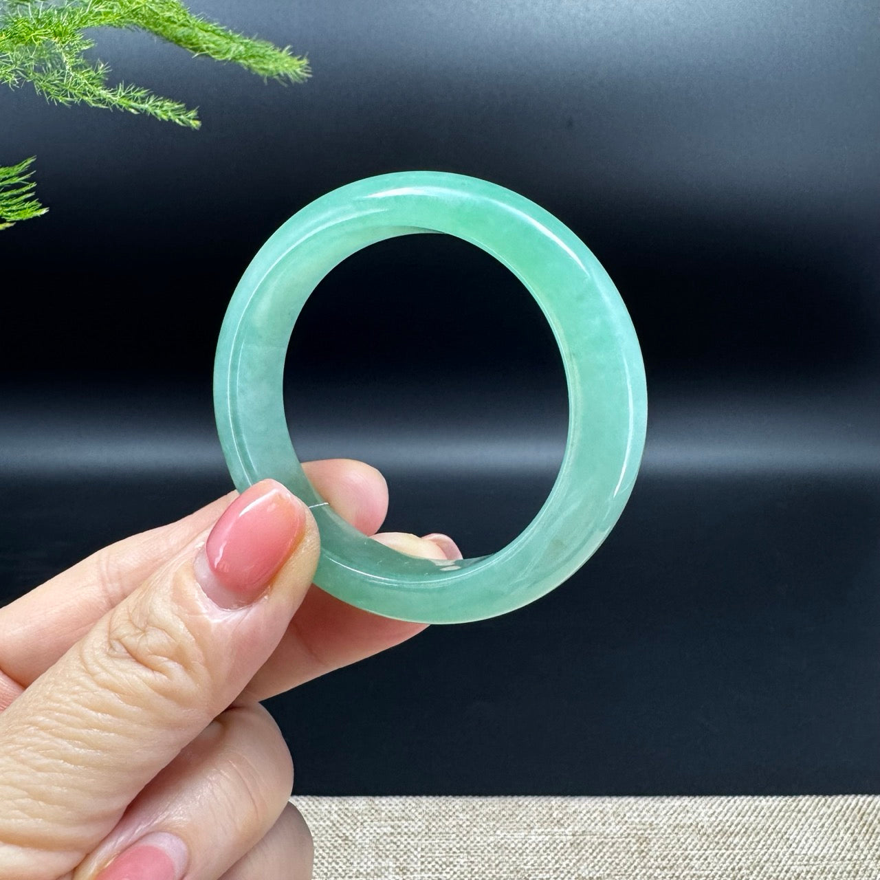 Genuine Burmese Green Jadeite Jade Bangle Bracelet ( 50.6*44.2mm )