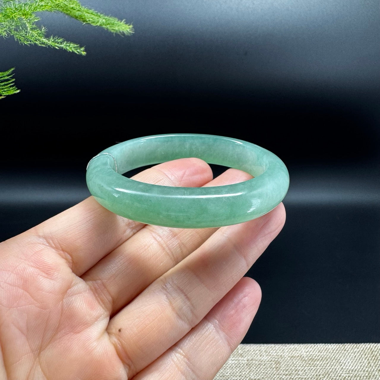 Genuine Burmese Green Jadeite Jade Bangle Bracelet ( 50.6*44.2mm )