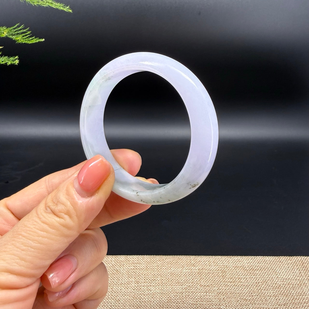 Genuine Burmese Lavender Green Jadeite Jade Bangle Bracelet ( 52.3*46mm )