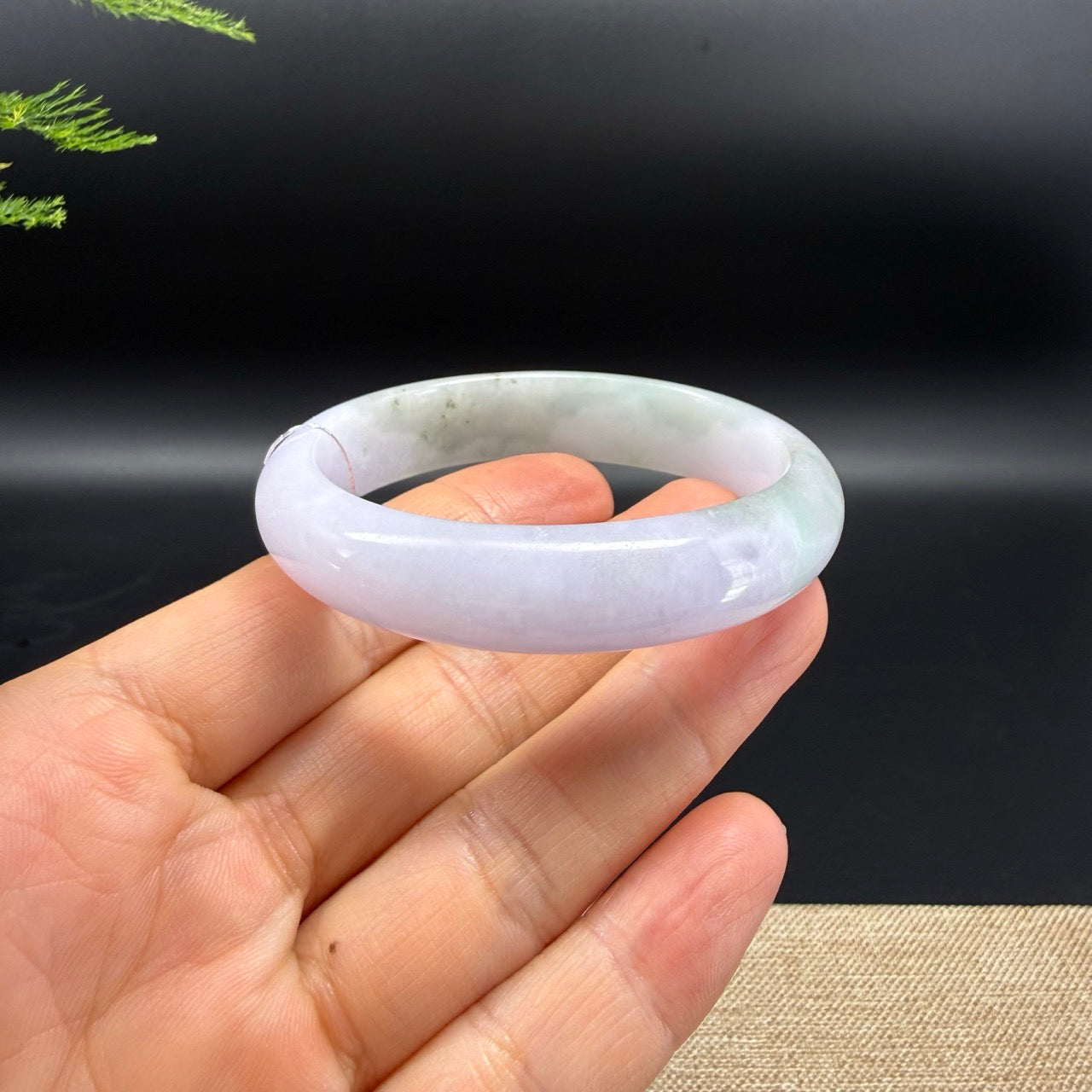 Genuine Burmese Lavender Green Jadeite Jade Bangle Bracelet ( 52.3*46mm )