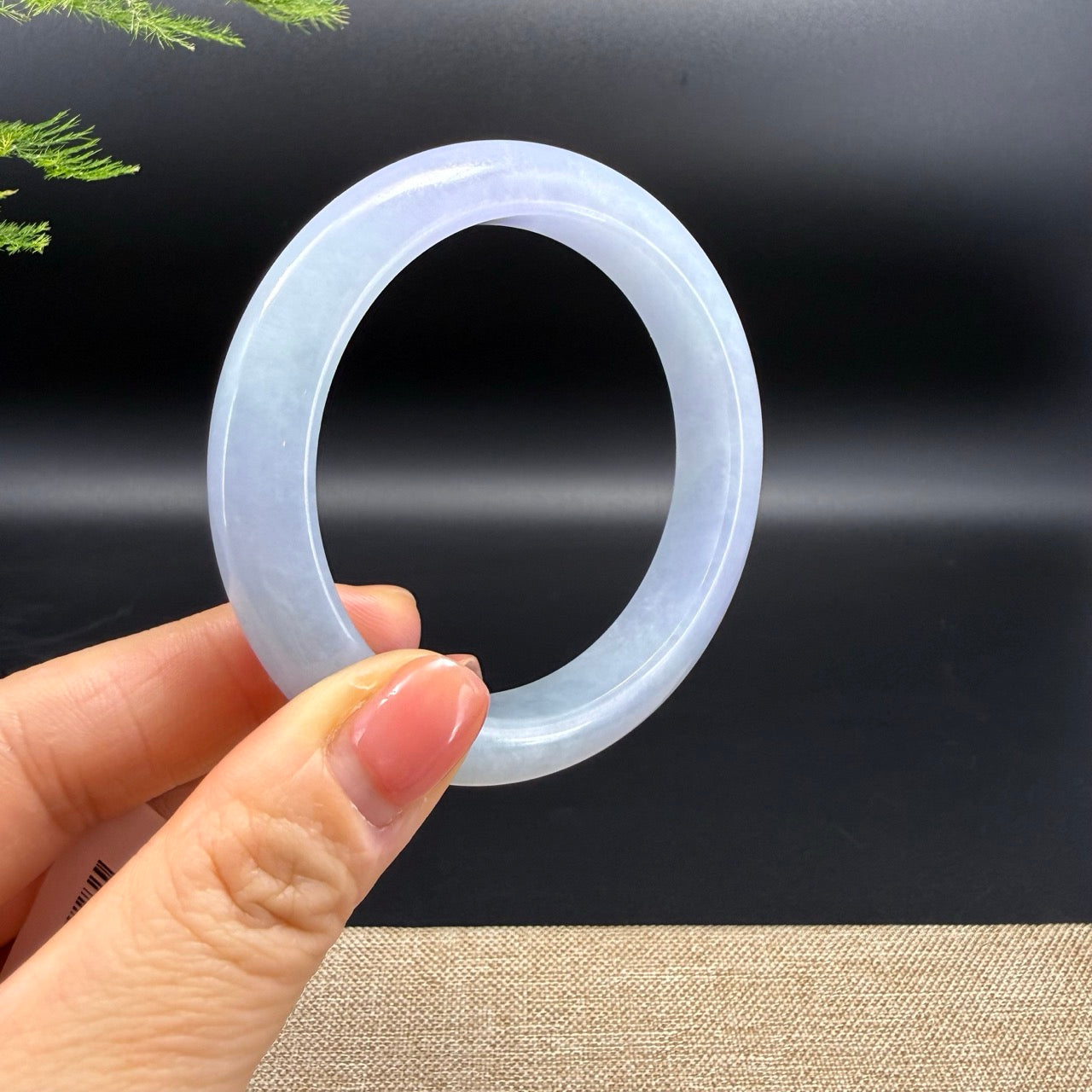 Genuine Burmese Lavender Green Jadeite Jade Bangle Bracelet (57.4mm)