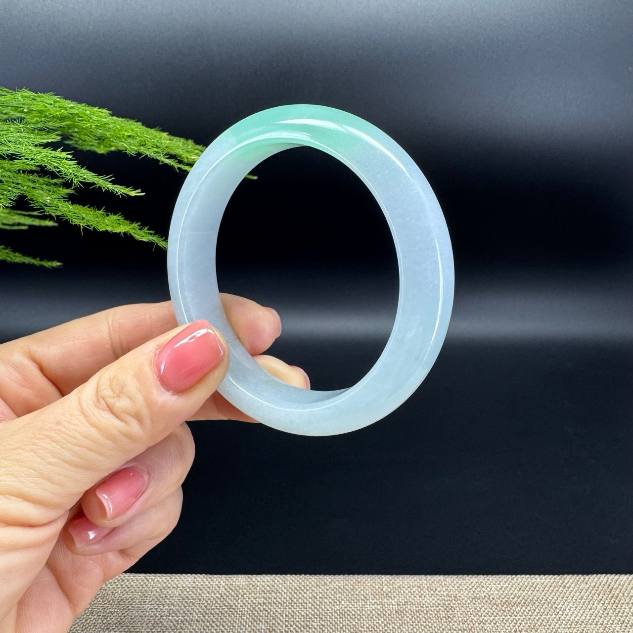 Genuine Burmese Icy Green Jade Jadeite Bangle Bracelet (55.1mm)