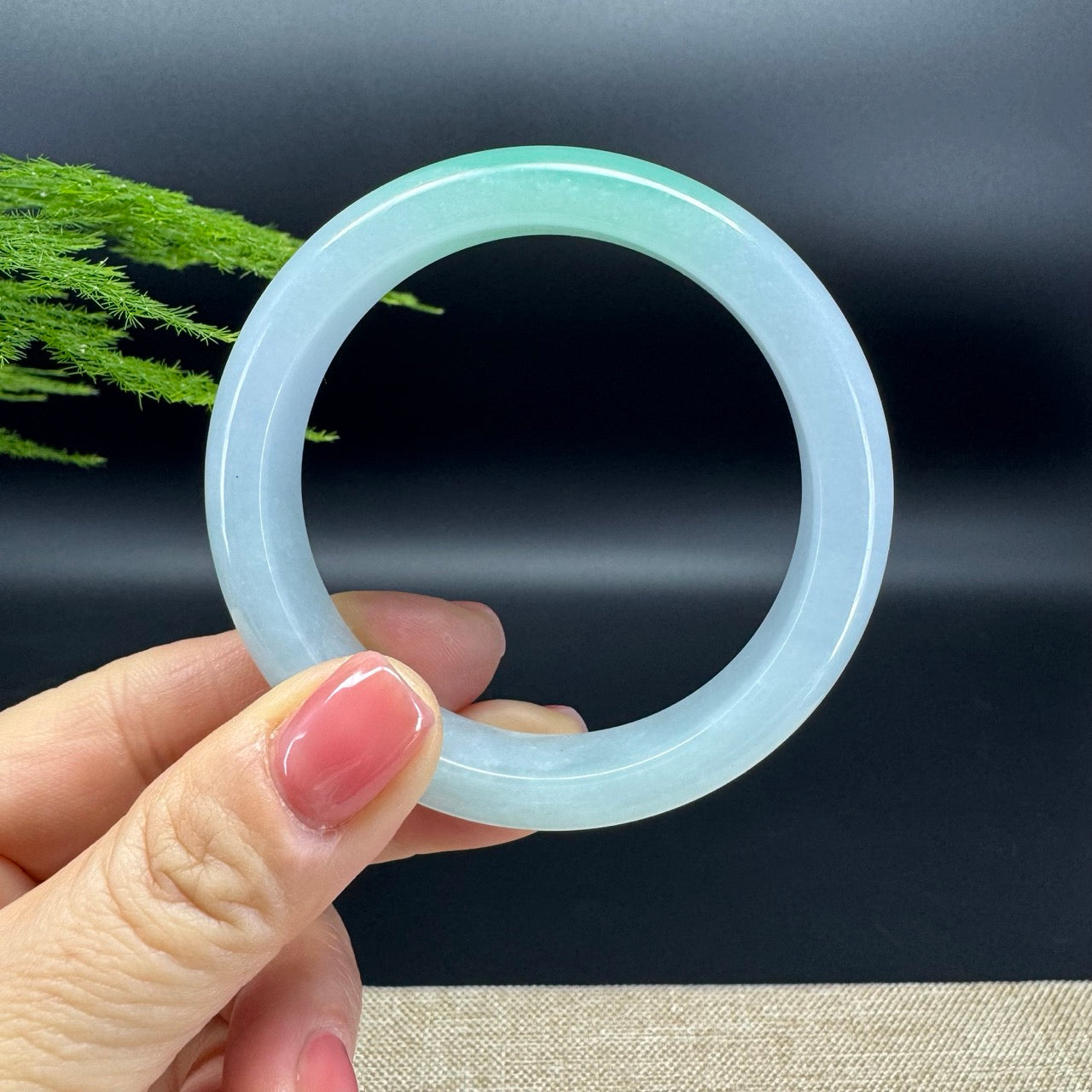 Genuine Burmese Icy Green Jade Jadeite Bangle Bracelet (55.1mm)