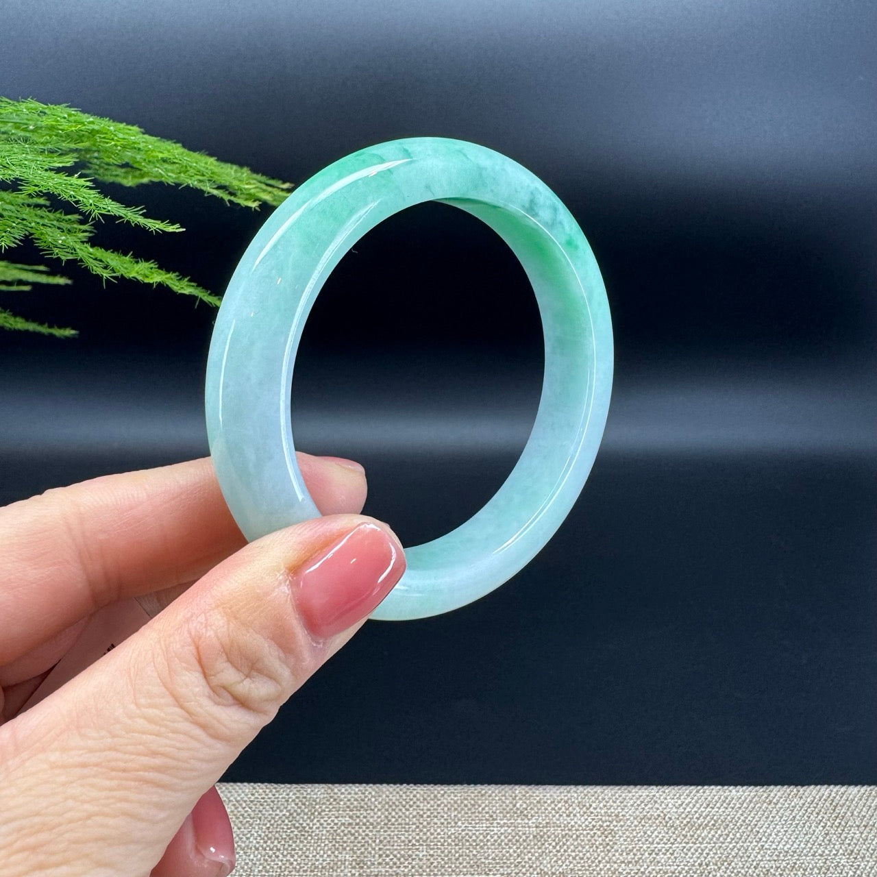 Genuine Burmese Green Jadeite Jade Bangle Bracelet (58mm)