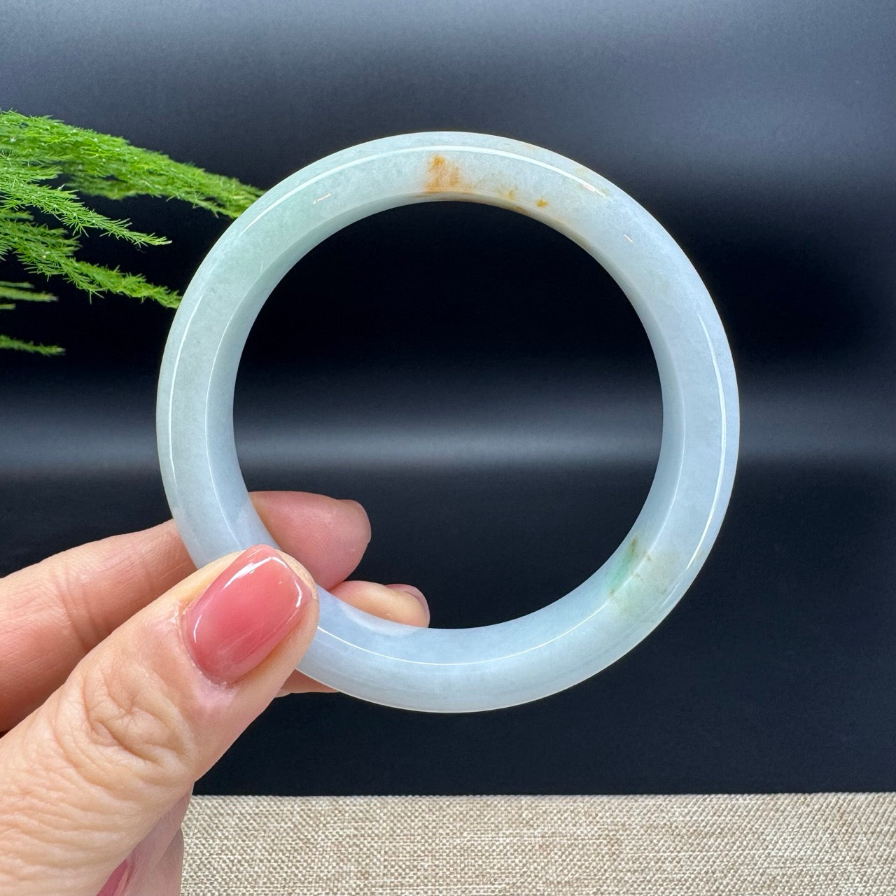 Genuine Burmese Light Green Jadeite Bangle Bracelet (61.6mm)